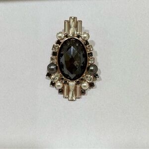 Swarovski Black Crystal Brooch & Pendant with Pearls